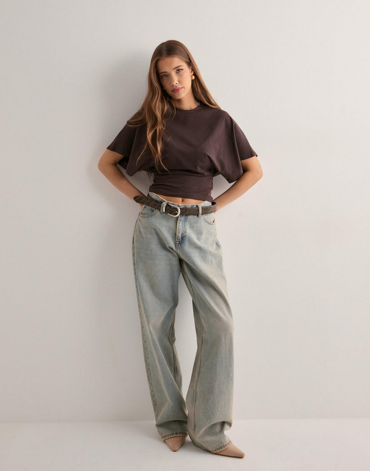 Women’s Flutter-Sleeve Top with Cinched Waist