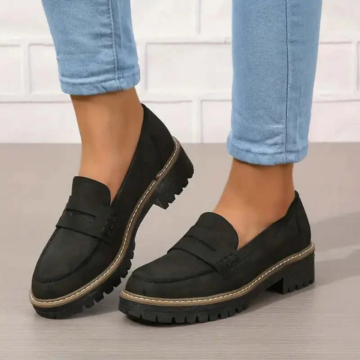 Women’s Chunky Slip On Loafers with Penny Strap