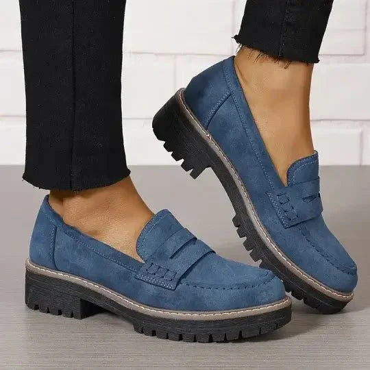 Women’s Chunky Slip On Loafers with Penny Strap