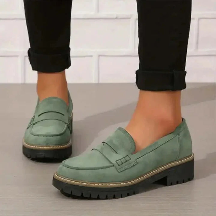 Women’s Chunky Slip On Loafers with Penny Strap