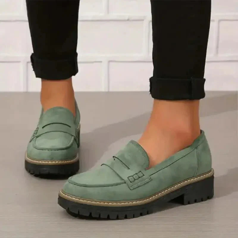 Women’s Chunky Slip On Loafers with Penny Strap