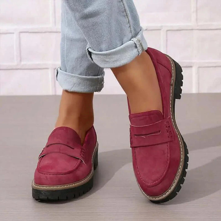 Women’s Chunky Slip On Loafers with Penny Strap