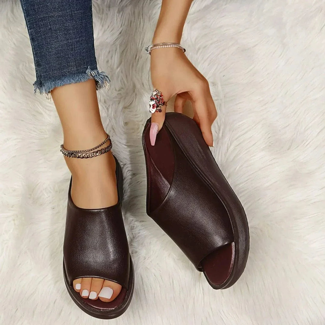 Women’s Open-Toe Platform Sandals with Flat Base