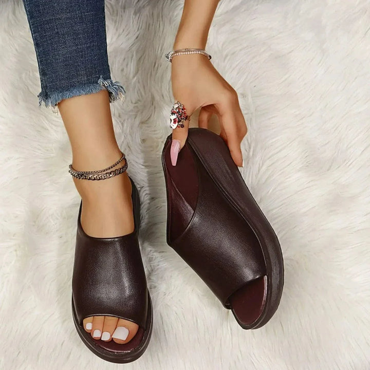 Women’s Open-Toe Platform Sandals with Flat Base