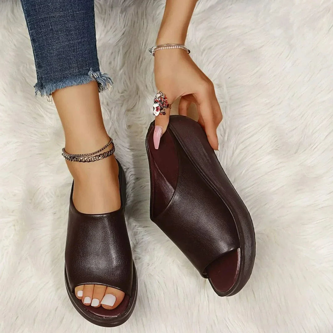 Women’s Open-Toe Platform Sandals with Flat Base