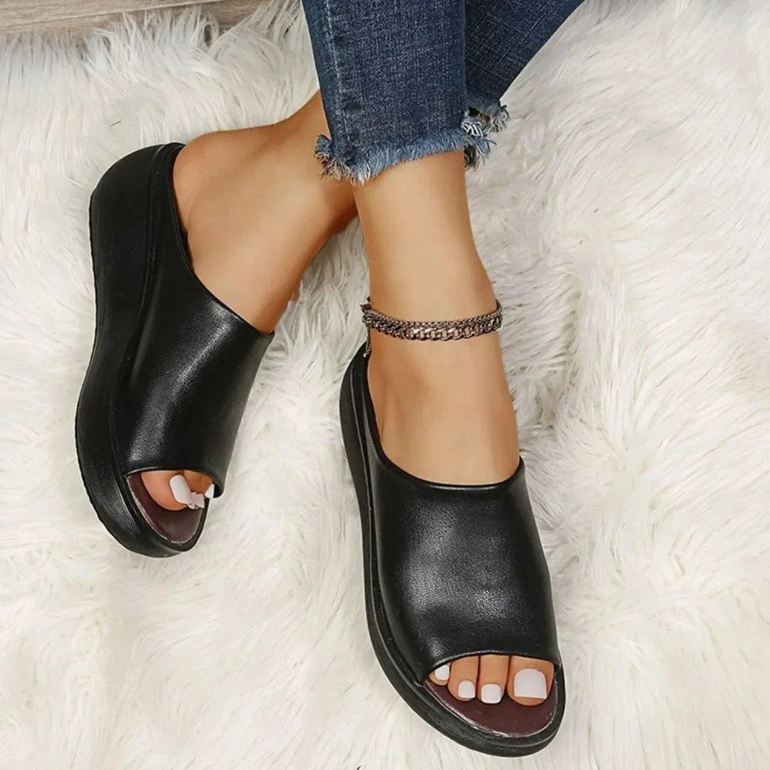 Women’s Open-Toe Platform Sandals with Flat Base