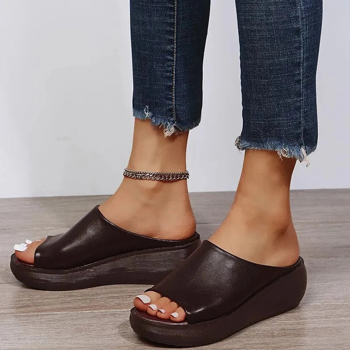 Women’s Open-Toe Platform Sandals with Flat Base
