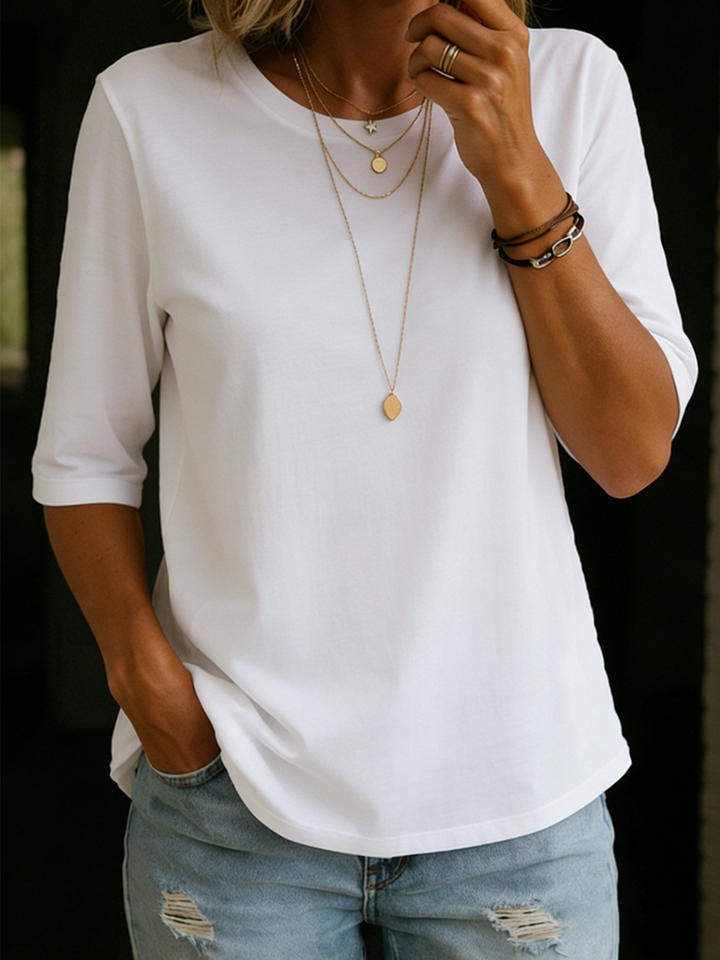 Women's Crew Neck with 3/4 Sleeve T-Shirt Top