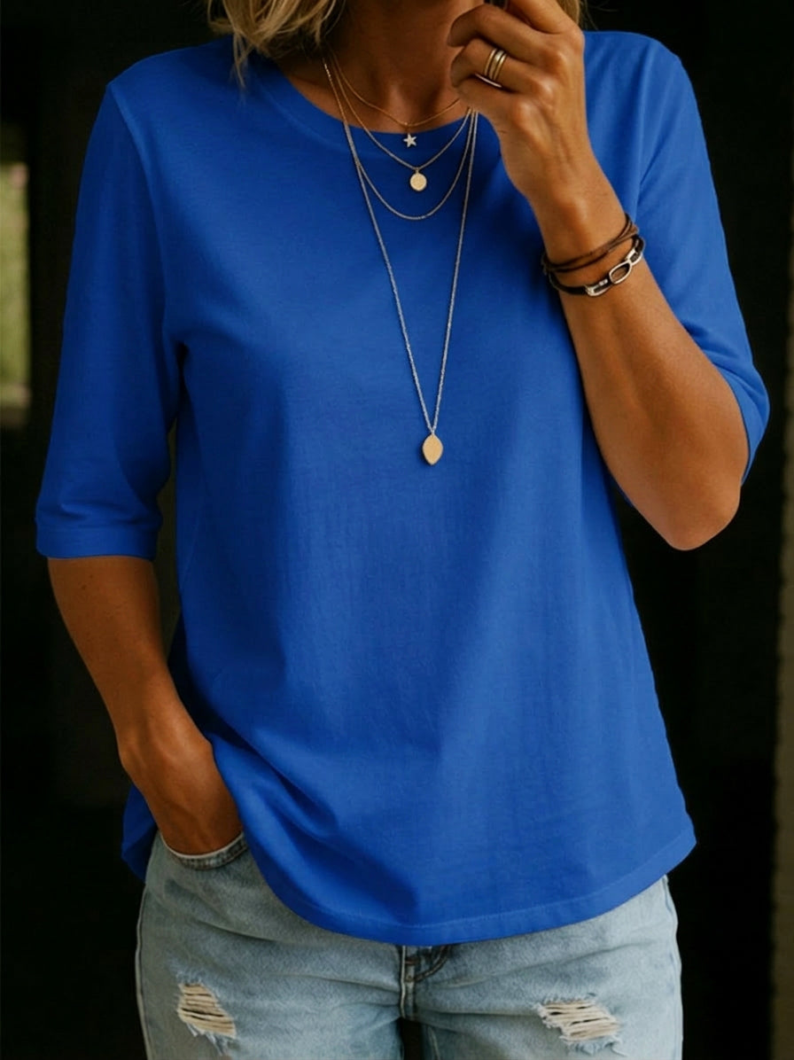 Women's Crew Neck with 3/4 Sleeve T-Shirt Top