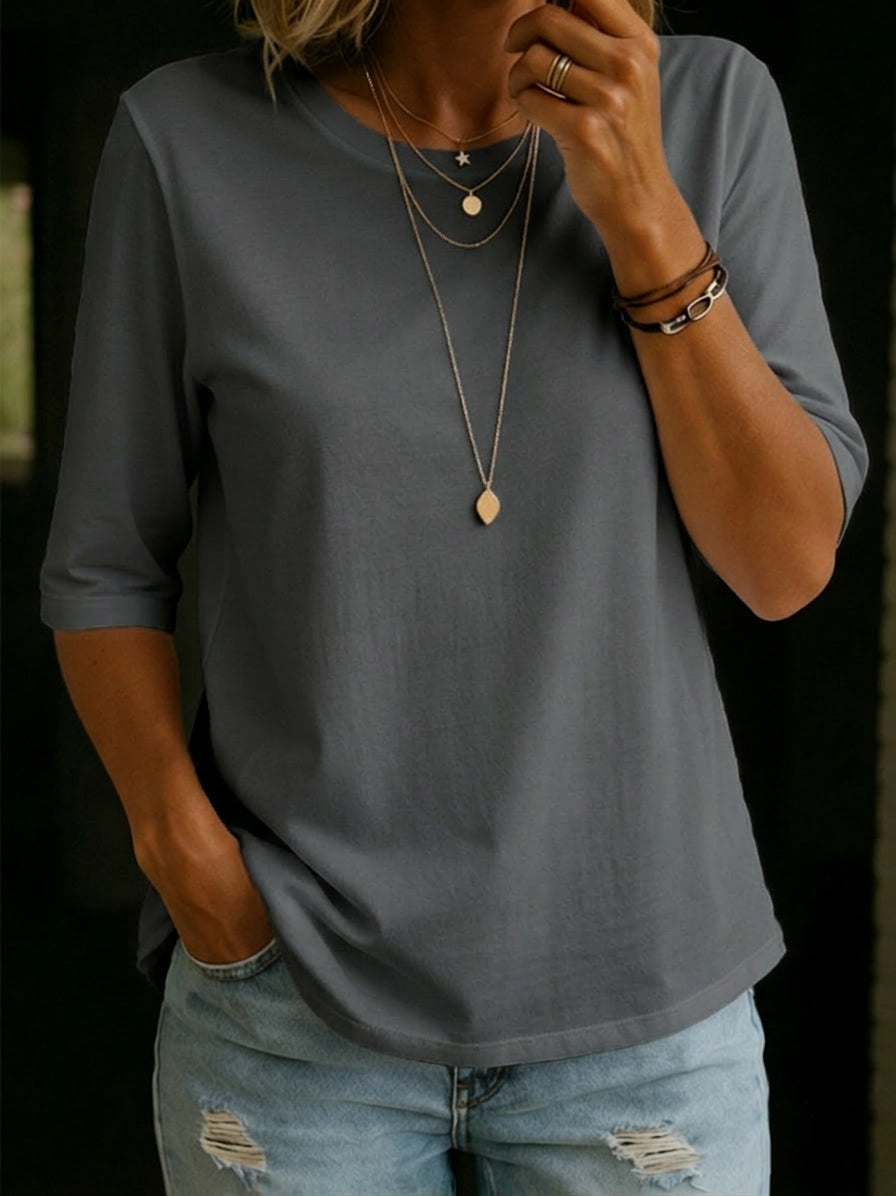 Women's Crew Neck with 3/4 Sleeve T-Shirt Top