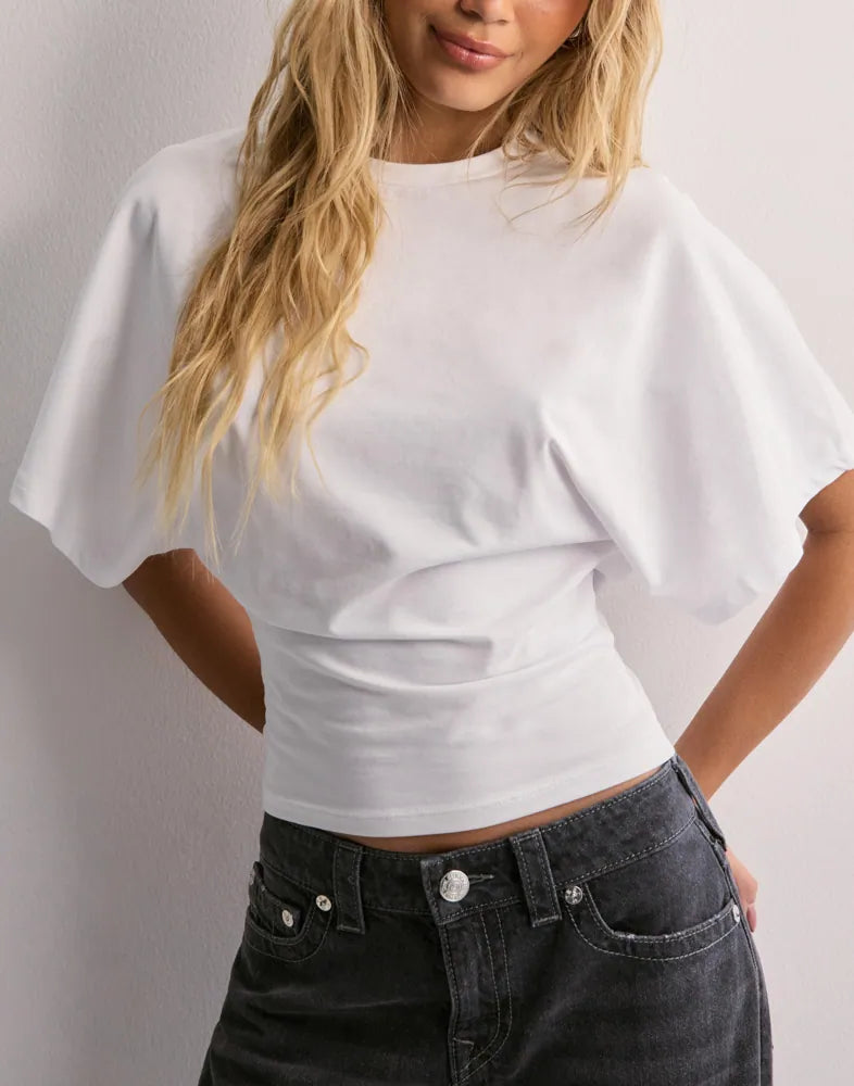 Women’s Flutter-Sleeve Top with Cinched Waist