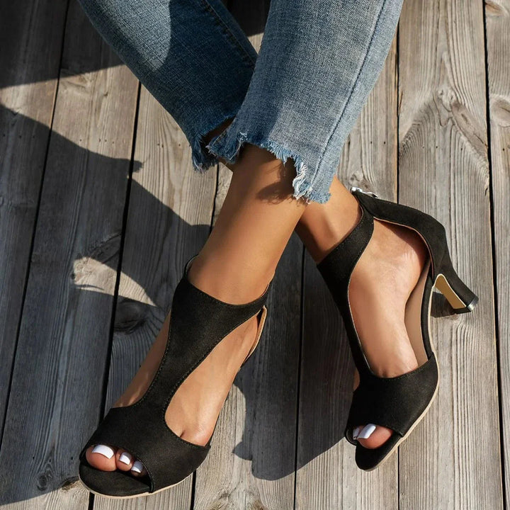 Women’s Peep-Toe Sandals with Block Heel