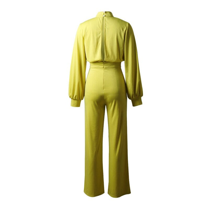 Women’s High Neck Long Sleeve Jumpsuit with Open Back