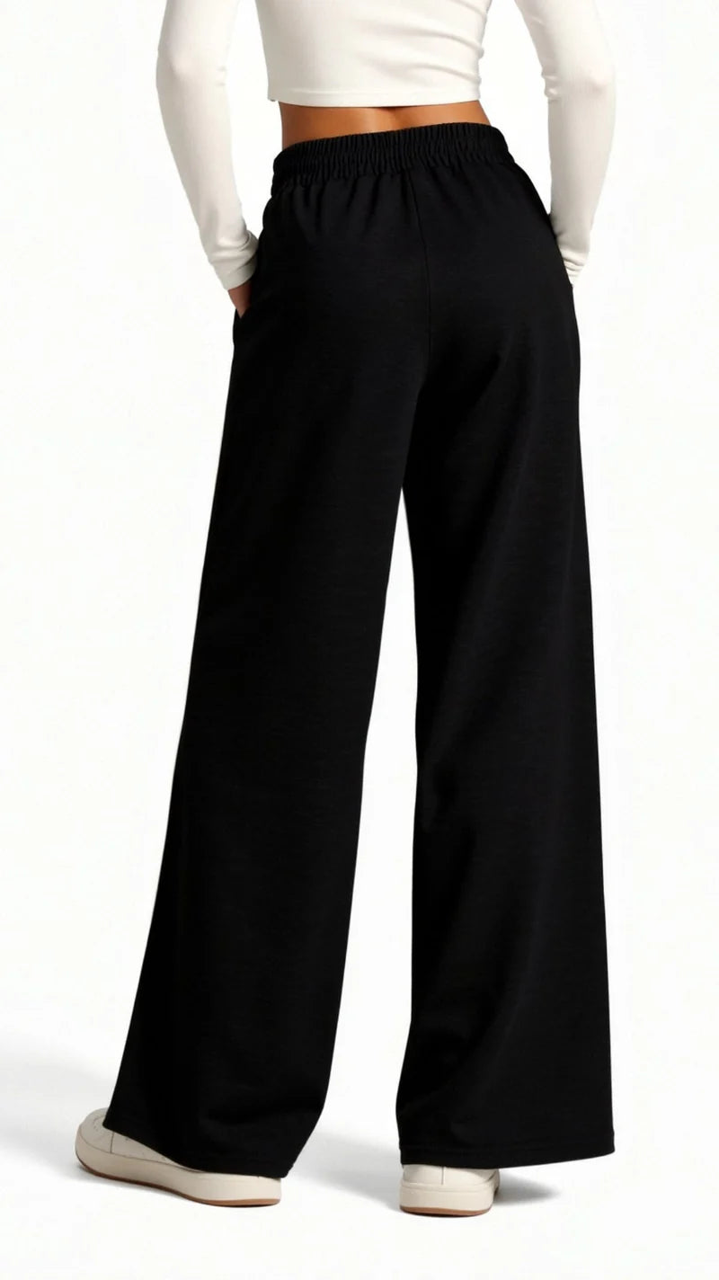 Women’s High Waisted Wide Leg Pants with Adjustable Drawstring and Side Pockets