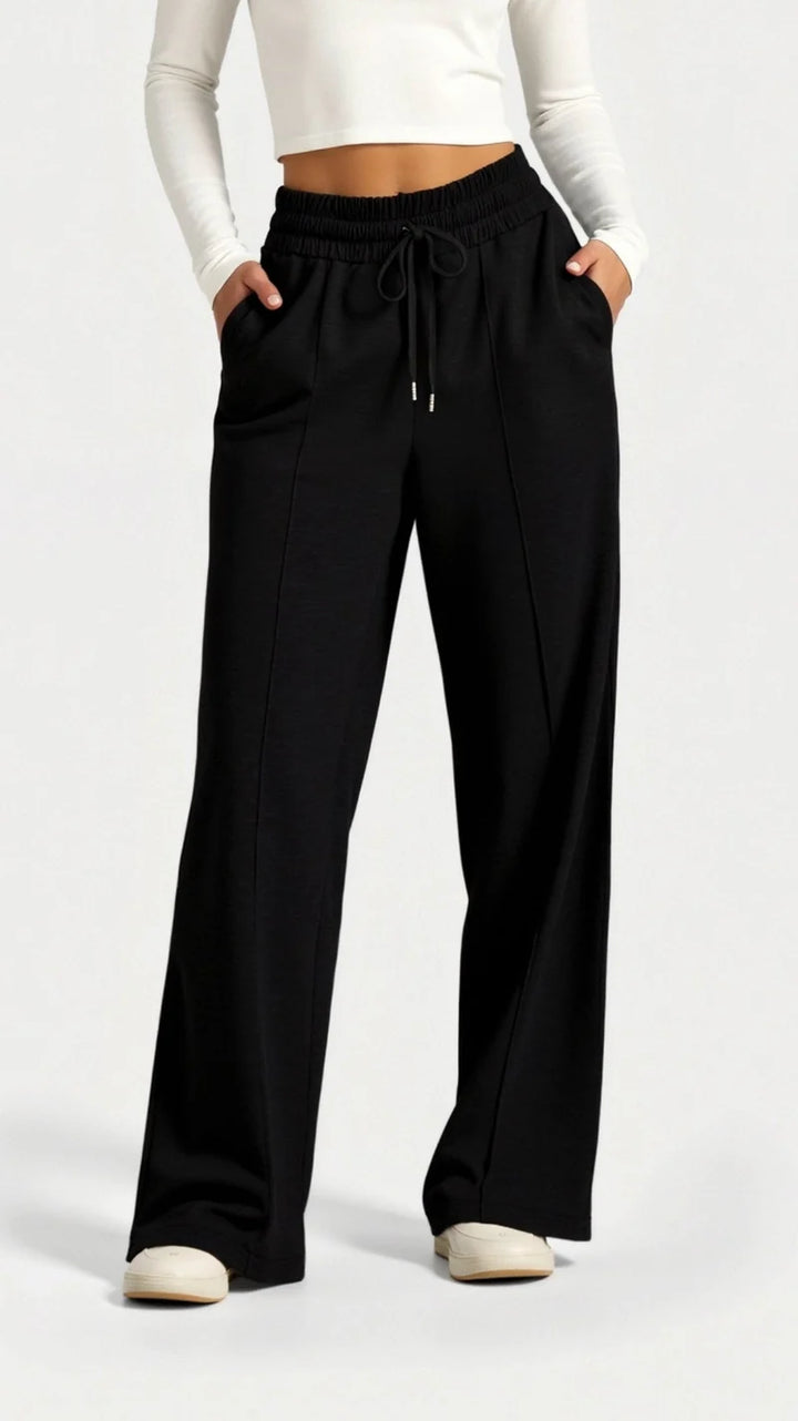 Women’s High Waisted Wide Leg Pants with Adjustable Drawstring and Side Pockets