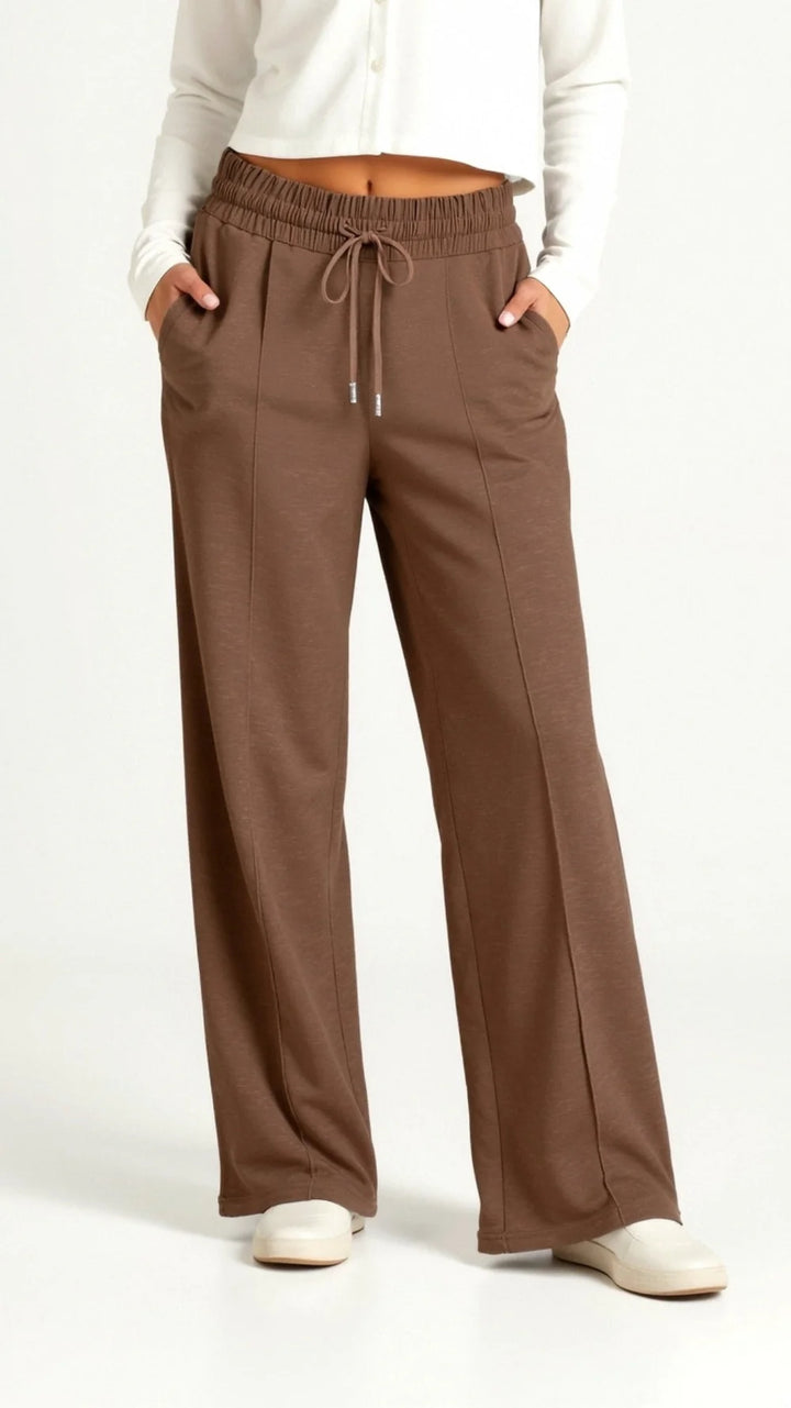 Women’s High Waisted Wide Leg Pants with Adjustable Drawstring and Side Pockets