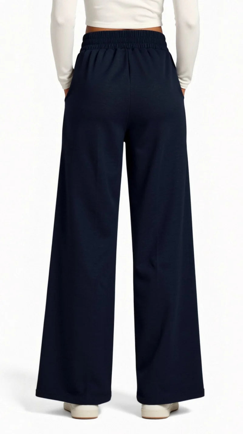 Women’s High Waisted Wide Leg Pants with Adjustable Drawstring and Side Pockets