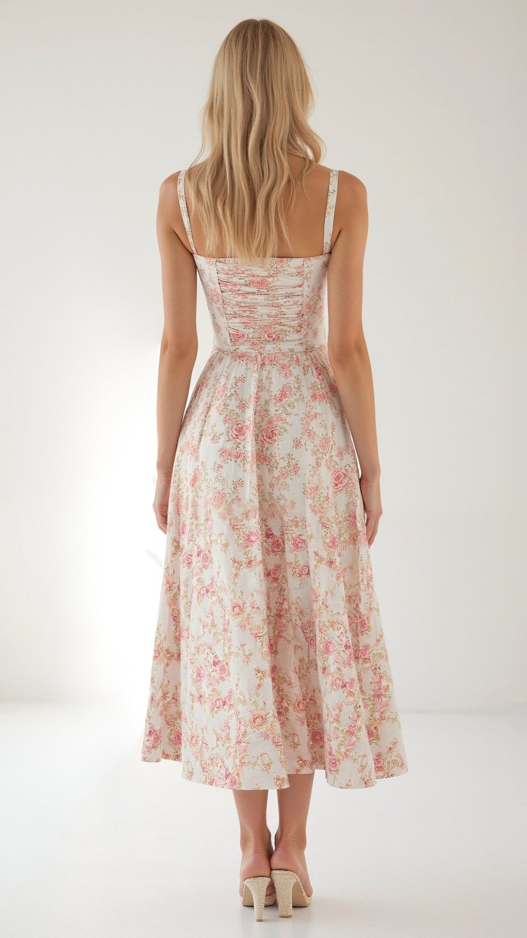 Women's Bustier Corset A-line Midi Dress with Front Slit