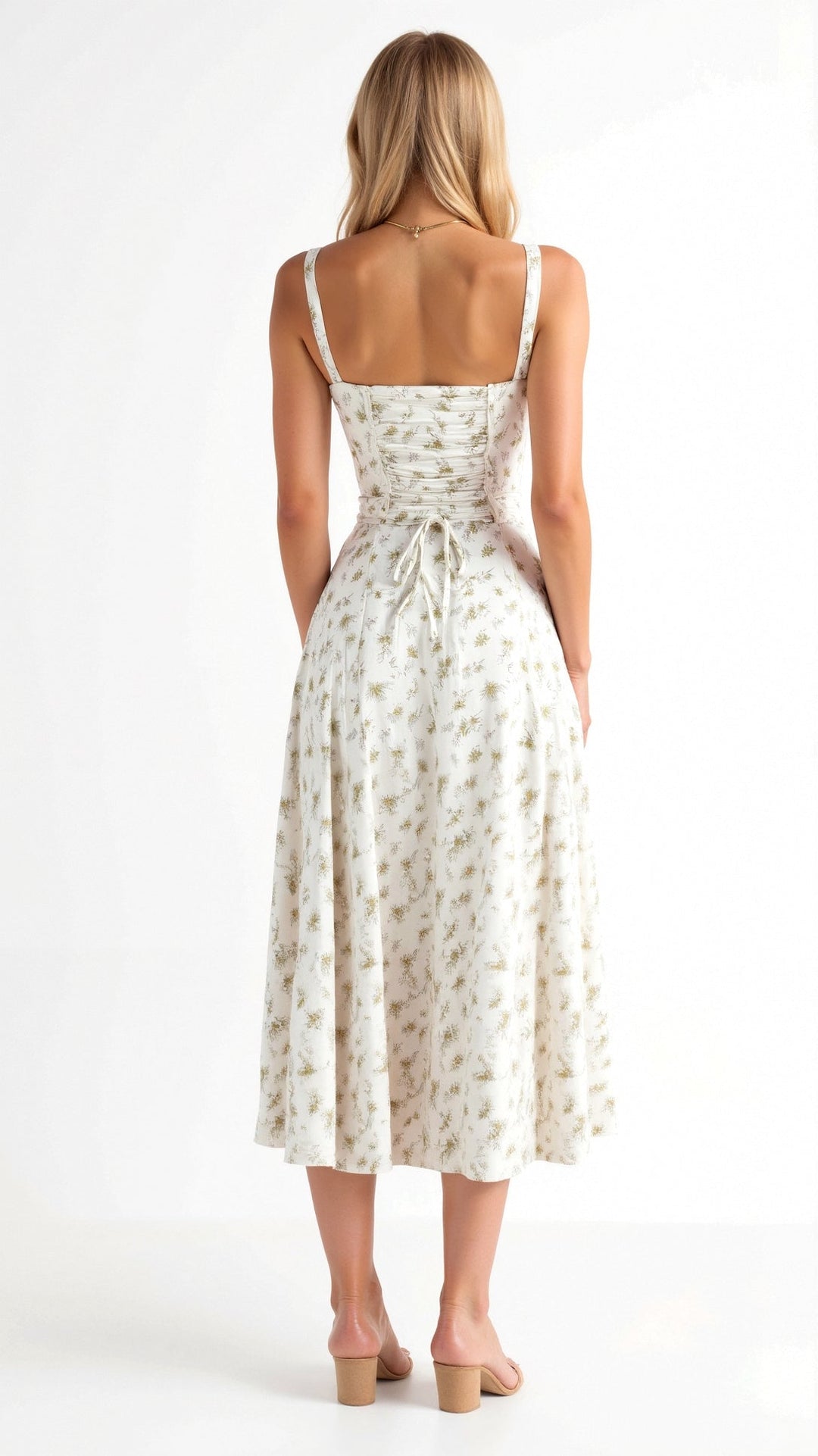Women's Bustier Corset A-line Midi Dress with Front Slit