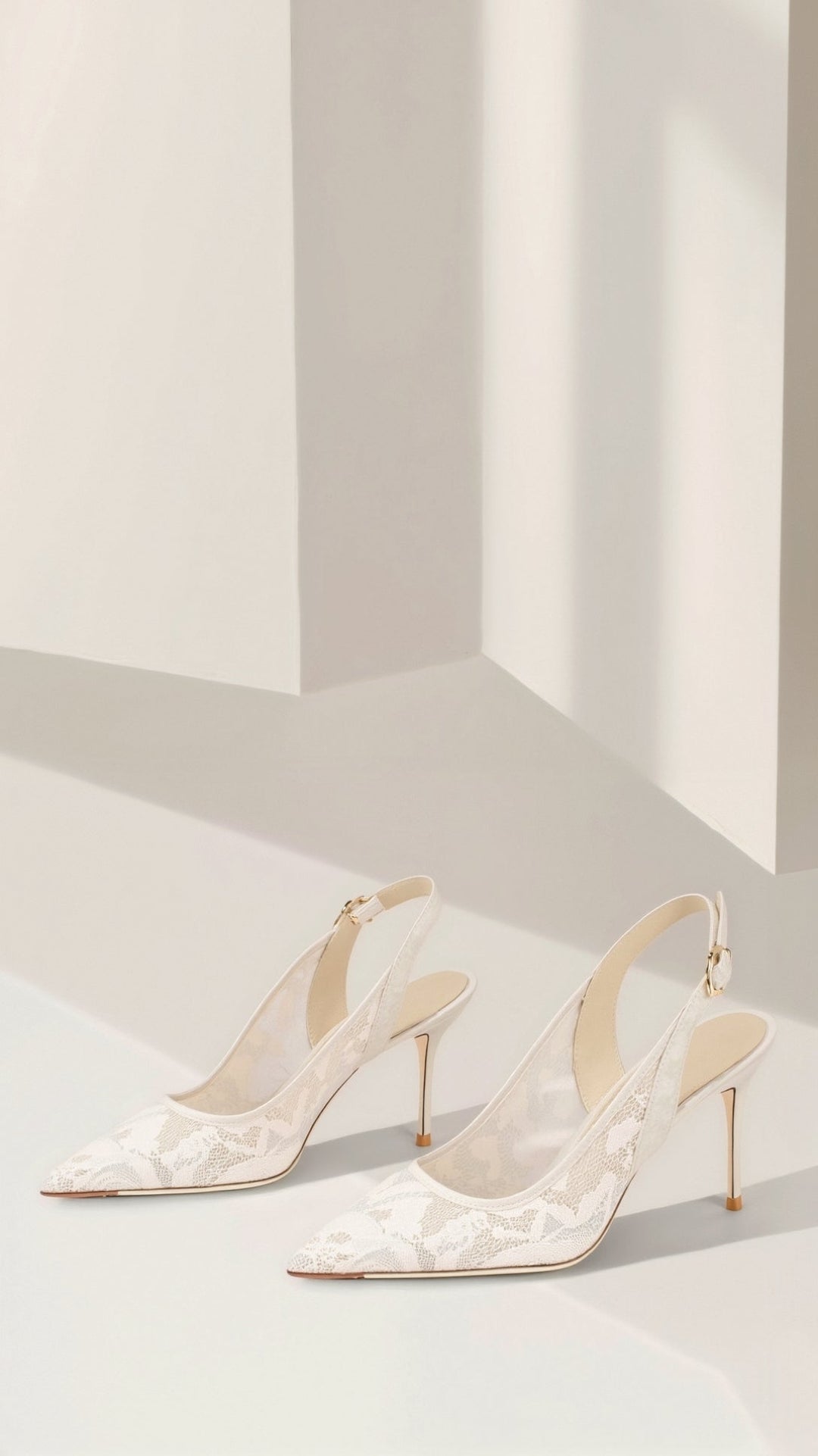 Women's Floral Lace Heels Slingback with Pointed-Toe
