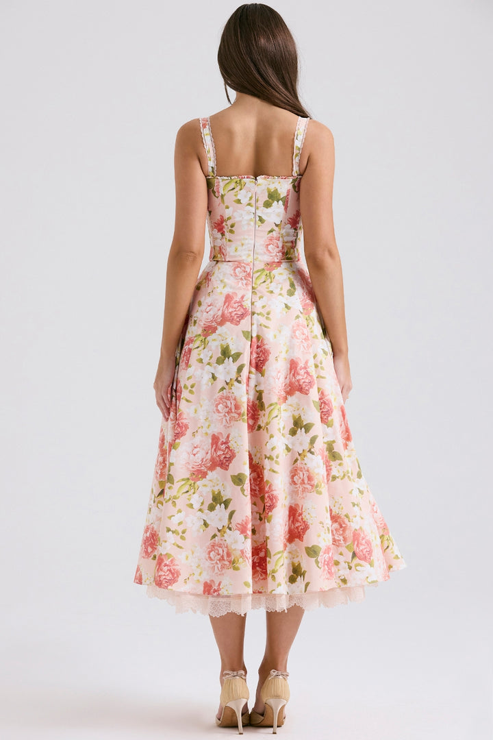 Women’s Floral Tie-Front Midi Dress