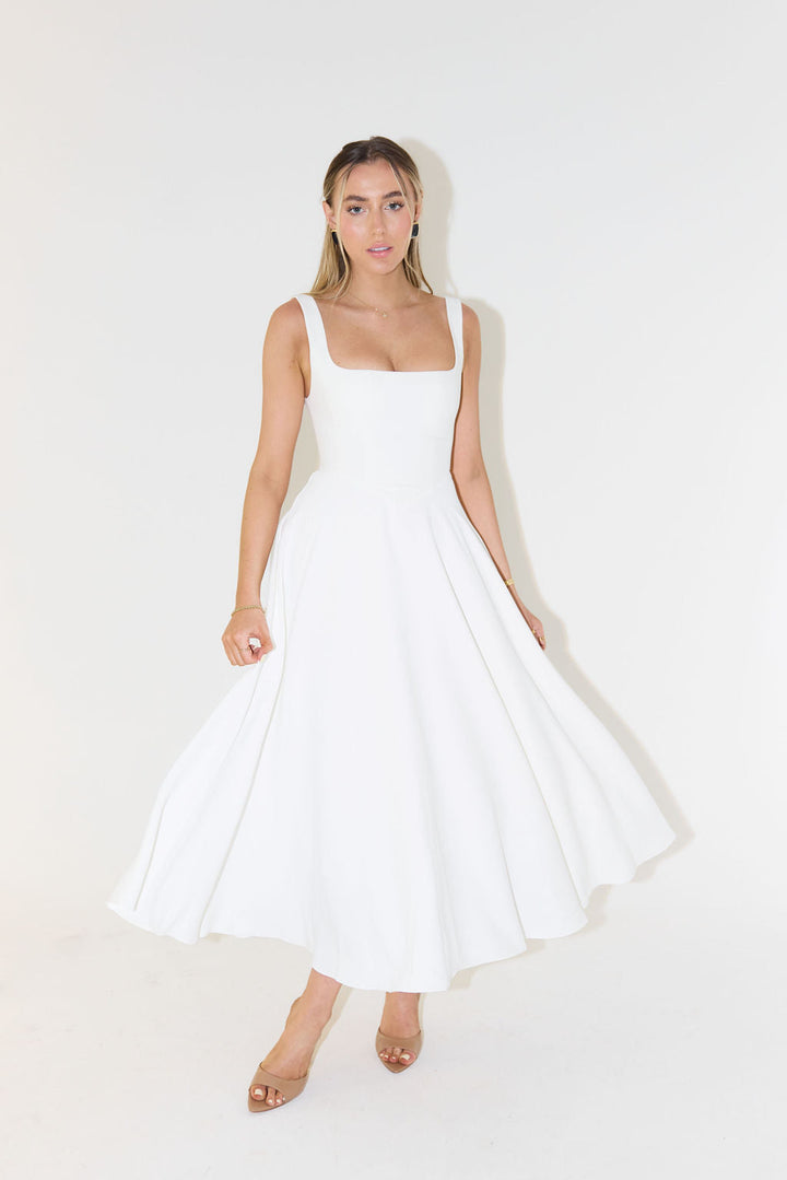 Women’s Sleeveless Square Neck Midi Cocktail Dress
