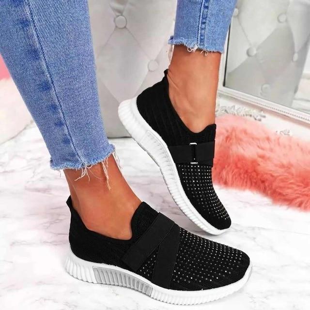 Women’s Slip-On Sneakers with Hook-and-Loop Strap