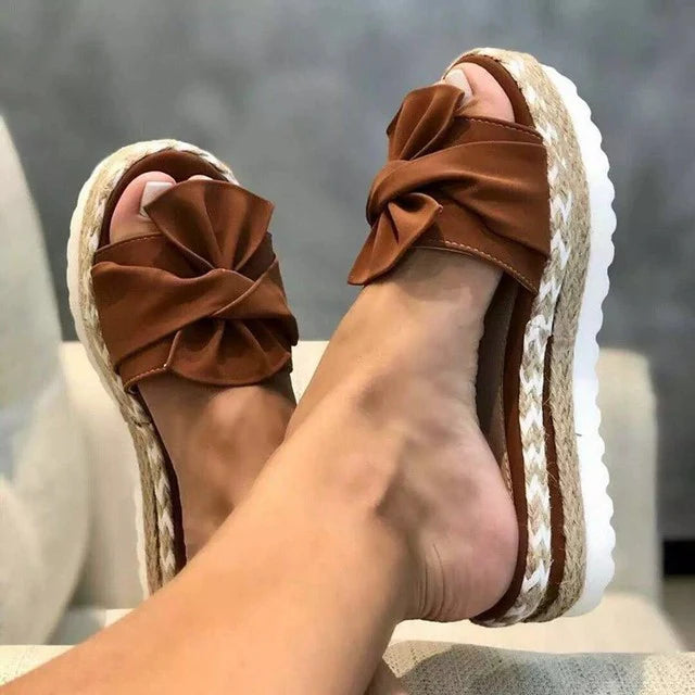 Women’s Bow Platform Sandals with Slip-On
