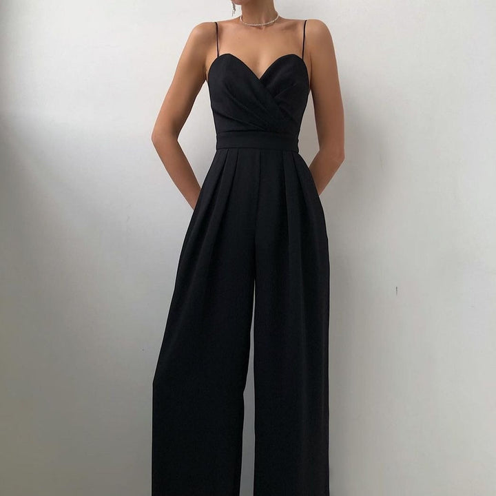 Women’s Wide Leg Jumpsuit with Sweetheart Neck