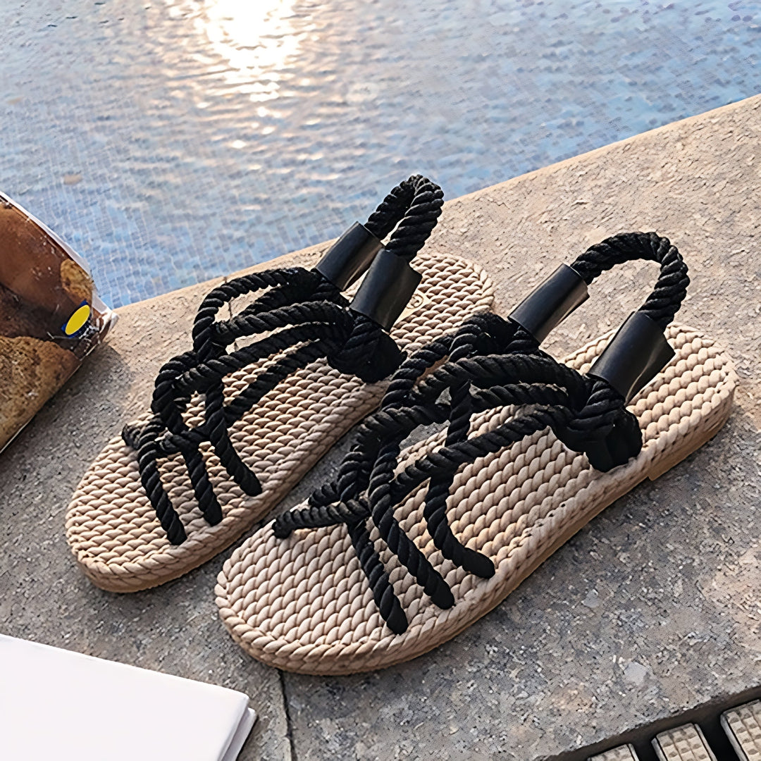 Women’s Braided Rope Sandals with Slip-On Entry