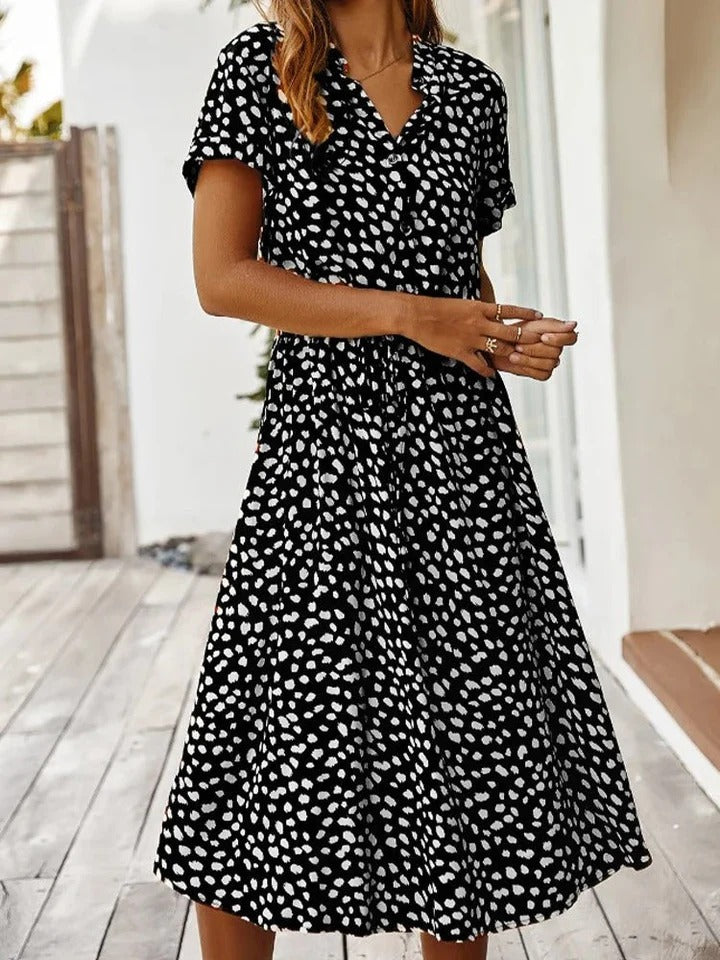Women’s Short Sleeve A-Line Dress | Midi