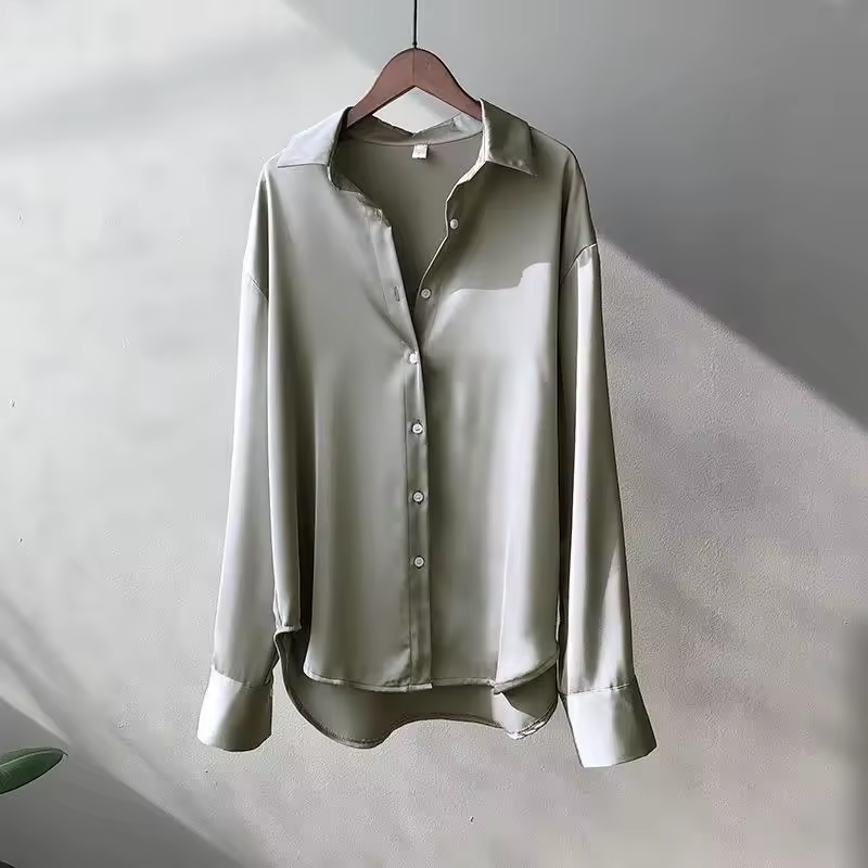 Long-Sleeve Button-Front Blouse For Women