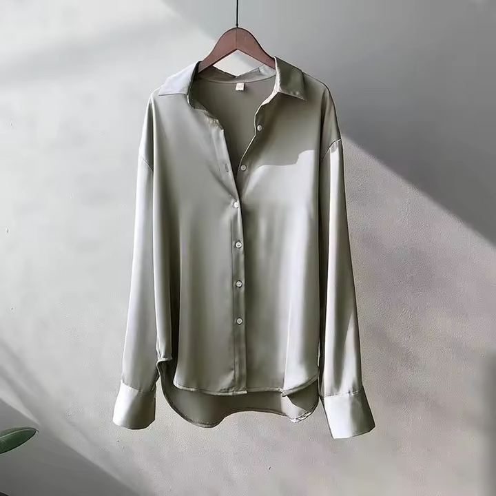 Long-Sleeve Button-Front Blouse For Women