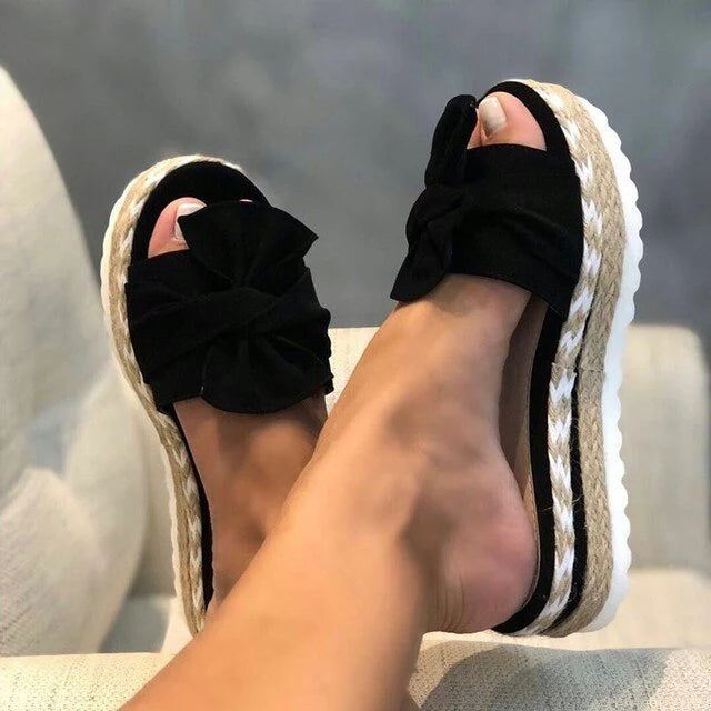 Women’s Bow Platform Sandals with Slip-On