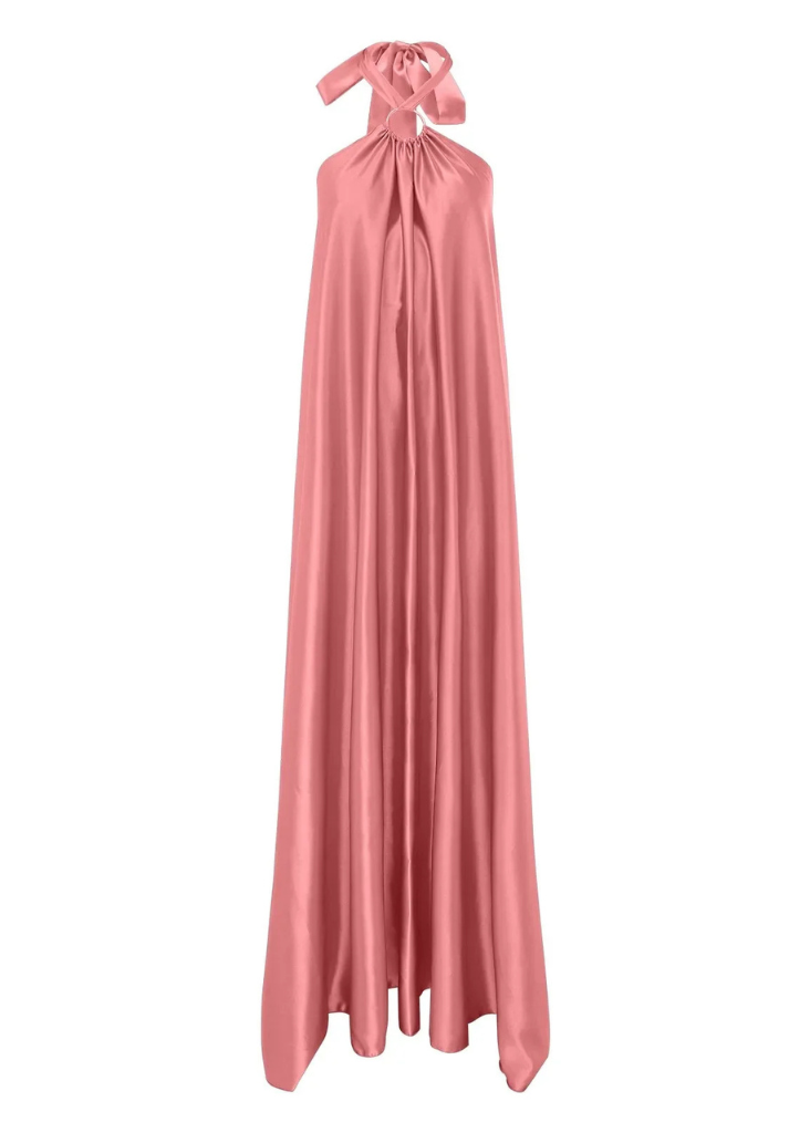 Women’s Satin Maxi Dress with Halter Neck
