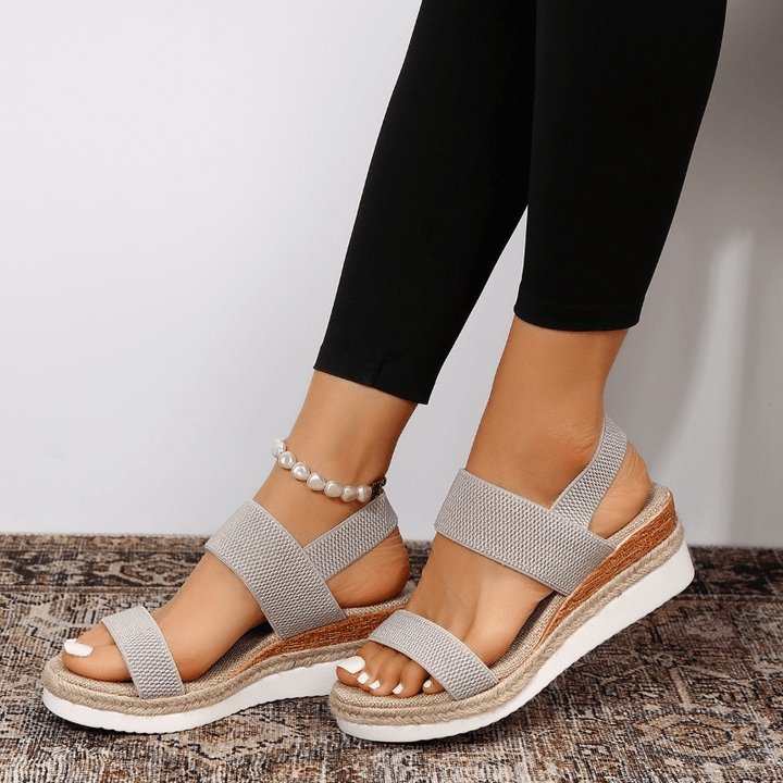 Women’s Platform Sandals with Wide Elastic Straps