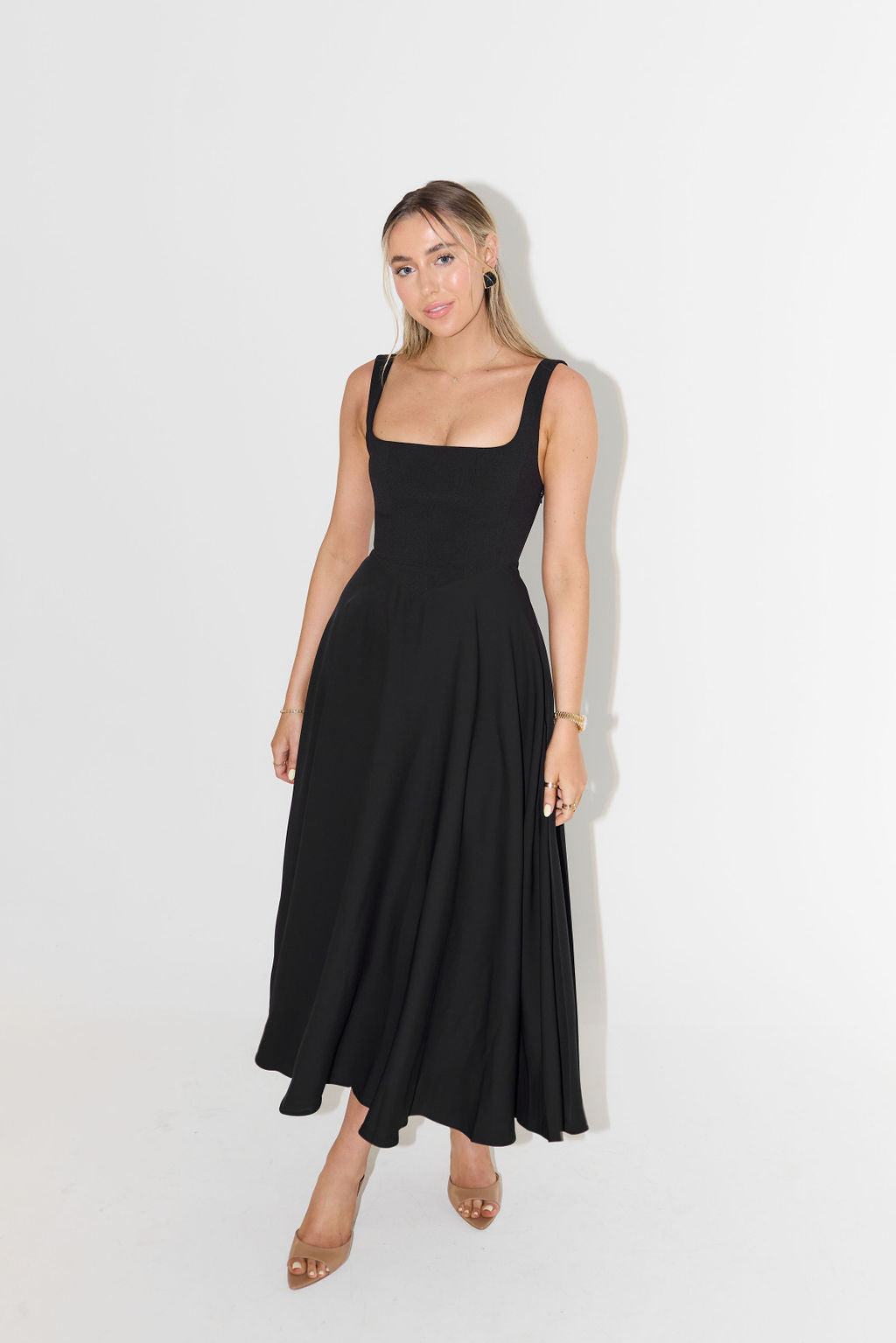 Women’s Sleeveless Square Neck Midi Cocktail Dress