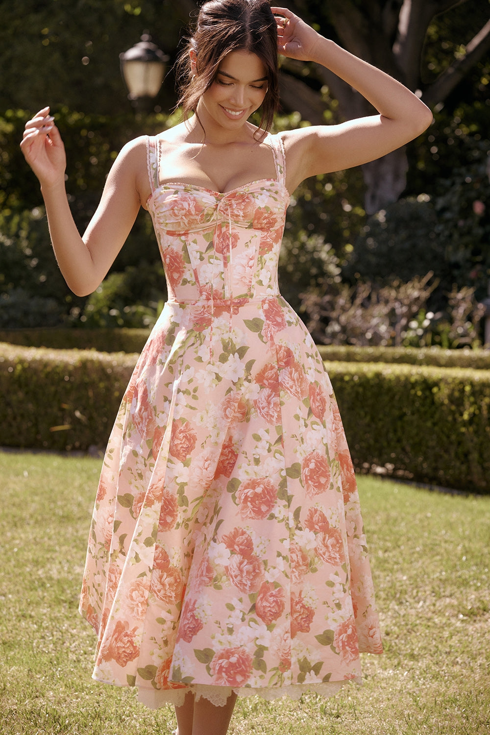 Women’s Floral Tie-Front Midi Dress