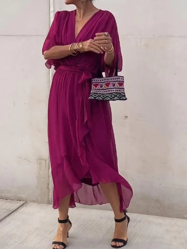 Women’s V-Neck Wrap-Style Occasion Dress