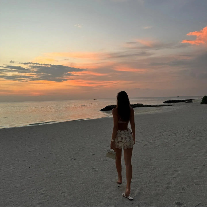 Women’s Floral Lace Embroidered Mini Dress with Spaghetti Straps