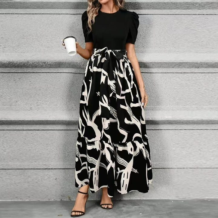 Women’s Floral Print Maxi Dress with Tie Waist