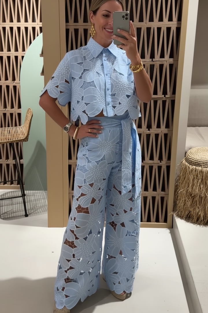 Women’s Floral Lace Embroidered Two-Piece Set