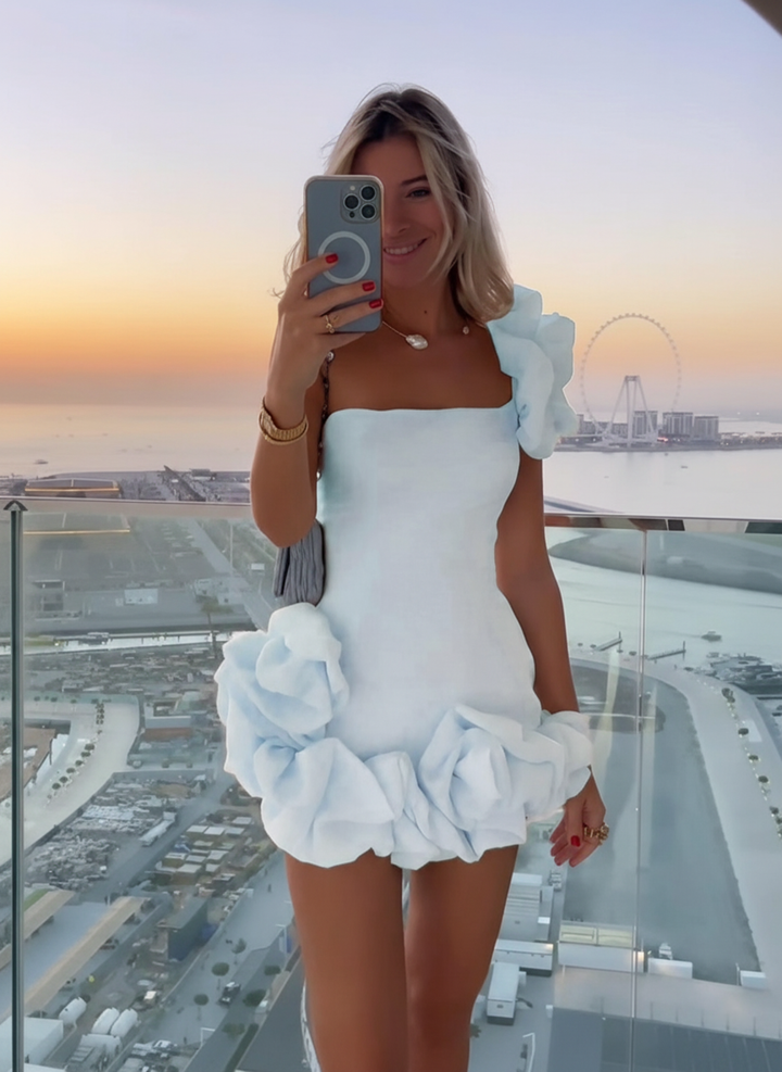 Women’s One-Shoulder Ruffled Cocktail Mini Dress
