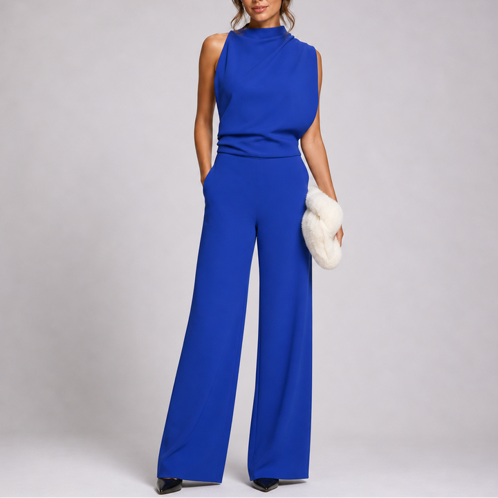 Women’s Formal Wide Leg Jumpsuit with Sleeveless High Neck