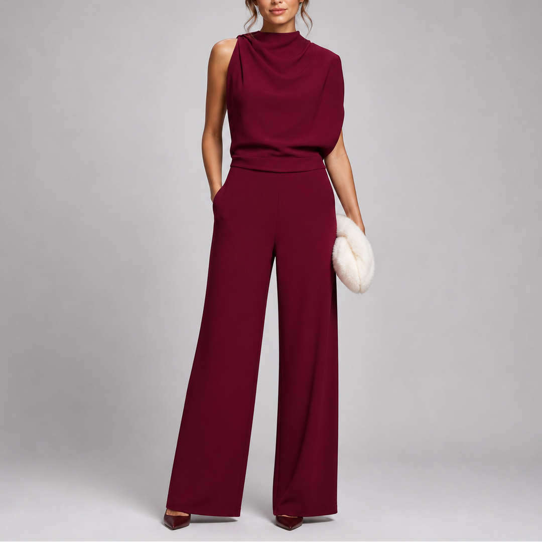 Women’s Formal Wide Leg Jumpsuit with Sleeveless High Neck