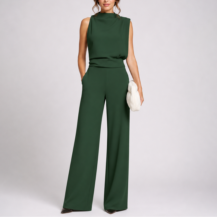 Women’s Formal Wide Leg Jumpsuit with Sleeveless High Neck