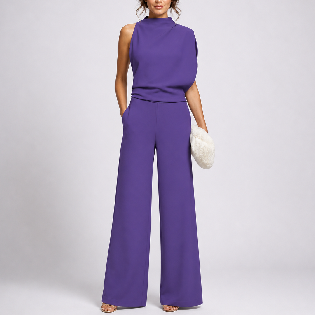 Women’s Formal Wide Leg Jumpsuit with Sleeveless High Neck