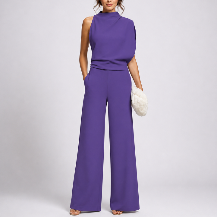 Women’s Formal Wide Leg Jumpsuit with Sleeveless High Neck