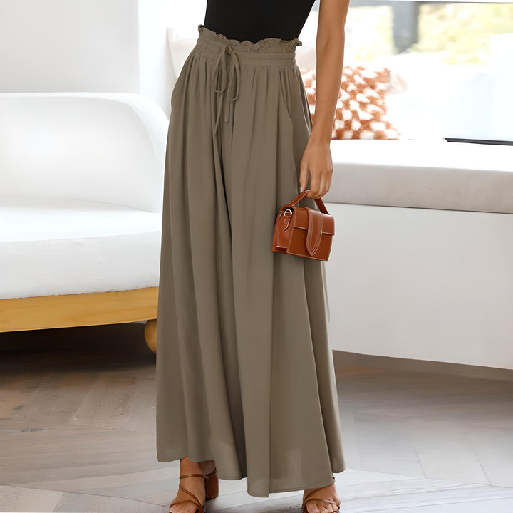 Women’s Pleated High-Waist Drawstring Pants with Wide Legs