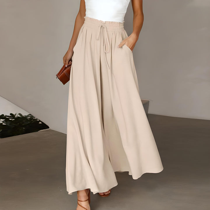 Women’s Pleated High-Waist Drawstring Pants with Wide Legs